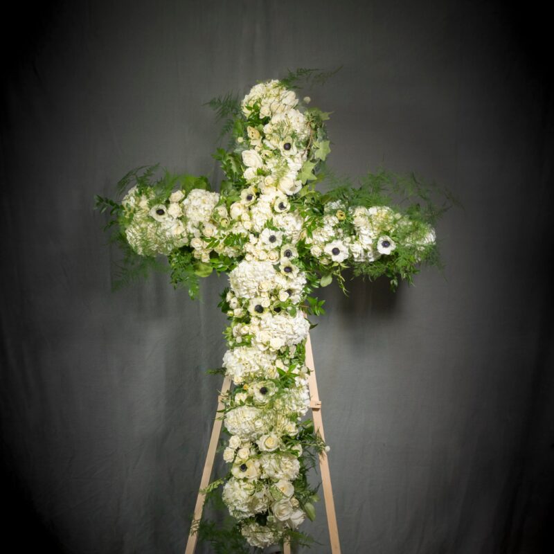 White Cross Wreath - beverlyhillsflorist