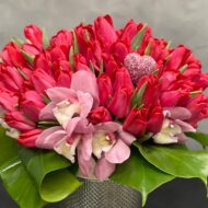 Valentines - Fanciful Pink Tulips - beverlyhillsflorist