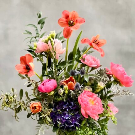 French Tulips  Orange tulips and Peonies