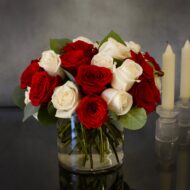 Valentines - Red & White Checker Roses - beverlyhillsflorist