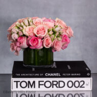 Celestial Charm - Pink Rose Bouquet in a Cylinder Glass Vase - beverlyhillsflorist