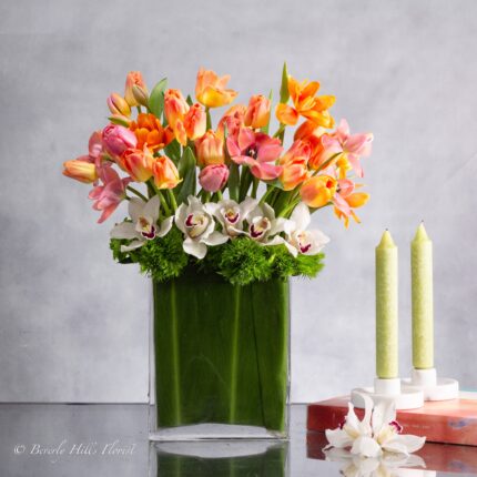 Spring Bliss: Tulip and Orchid Bouquet - beverlyhillsflorist