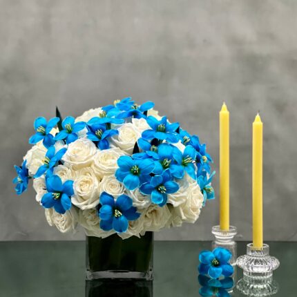 Blue Tulips White Roses