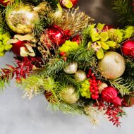 Luxurious Red and Gold Wreath - beverlyhillsflorist