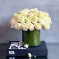Elegant White Roses in Glass Vase | Same-Day Delivery Beverly Hills Florist