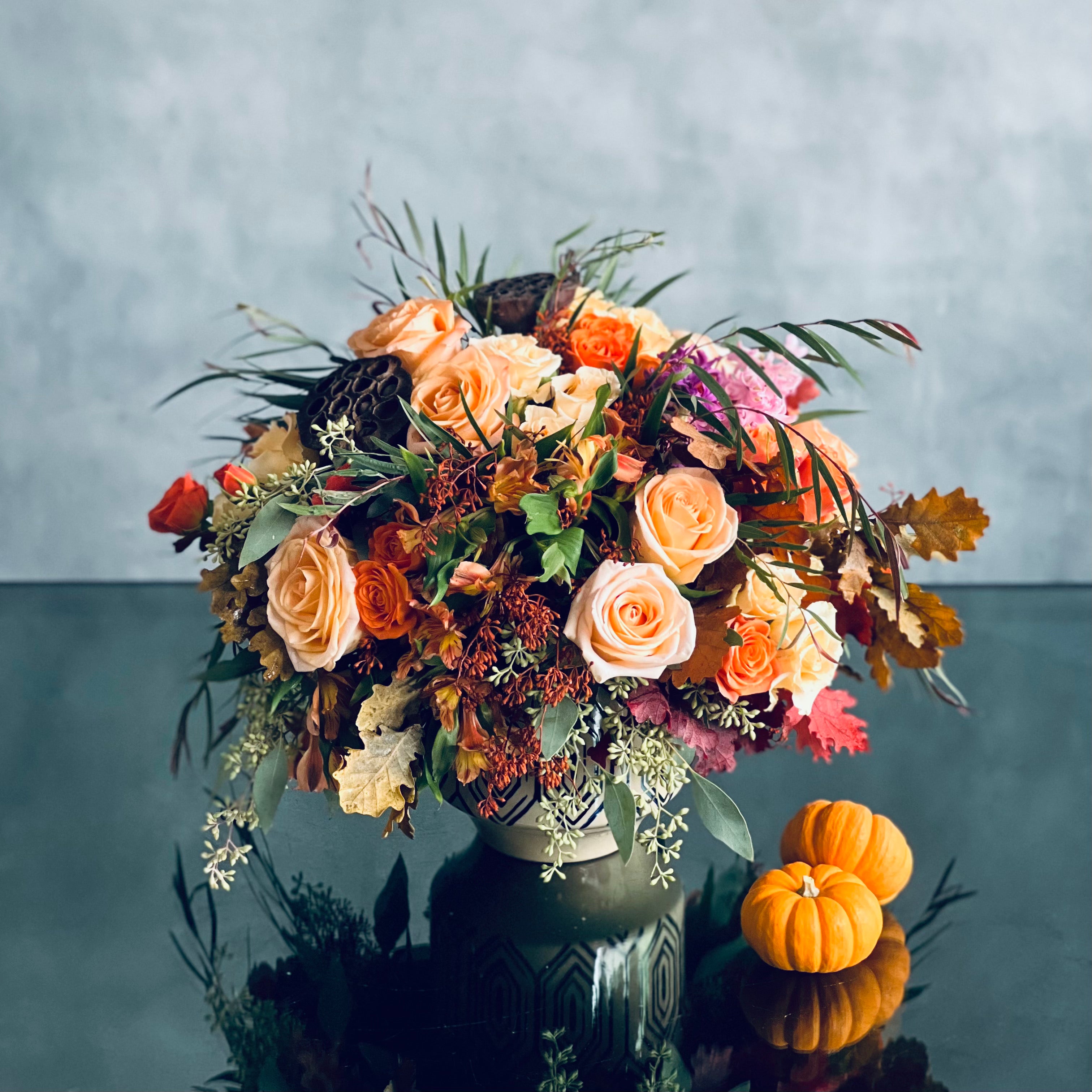 fall_peach_roses_pumpkins_orange_fall Follow Fall - beverlyhillsflorist