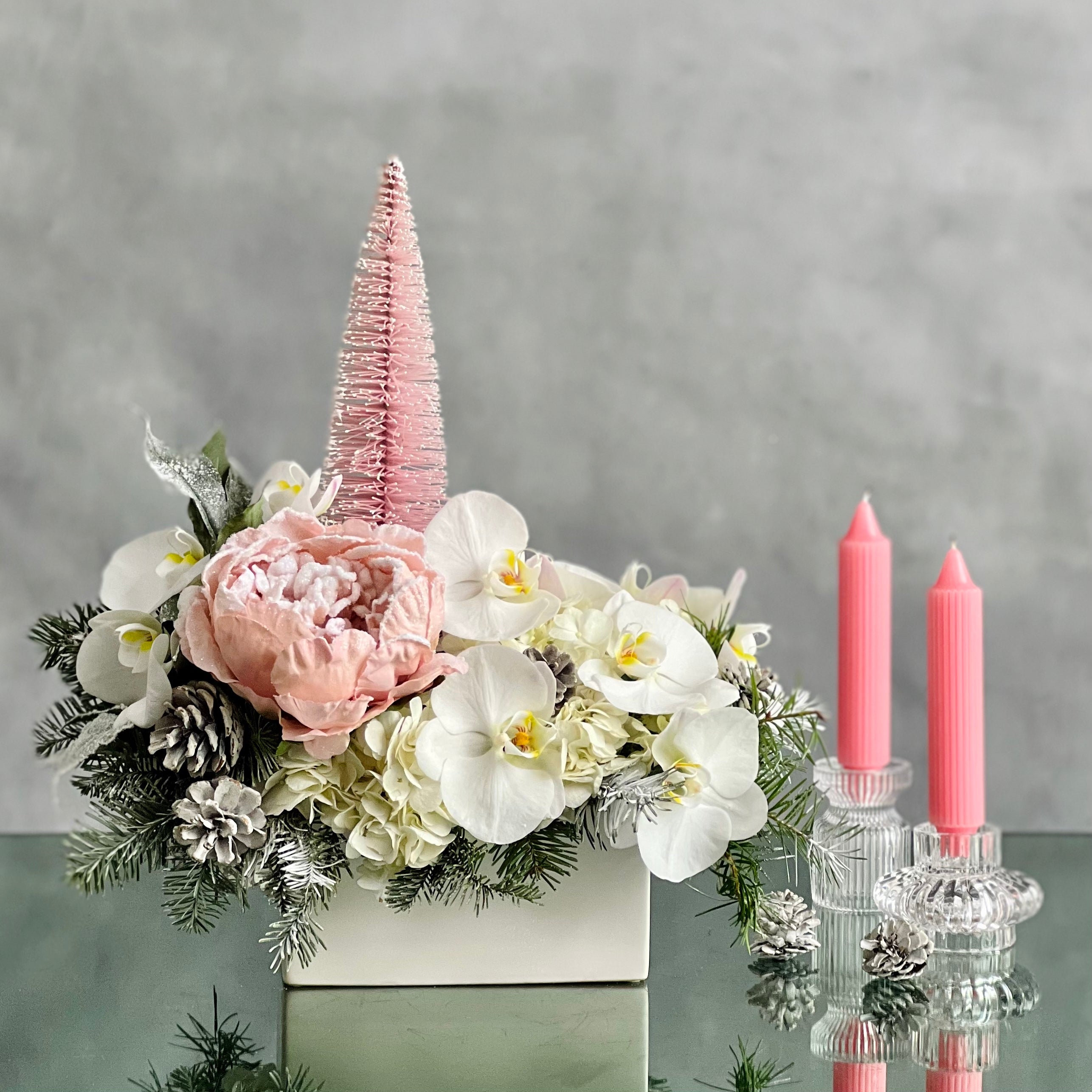 pink_peony_white_orchid_christmas_tree_1 Pink Holiday - beverlyhillsflorist