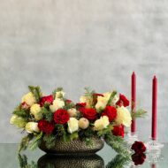 Red and White Holiday Centerpiece - beverlyhillsflorist