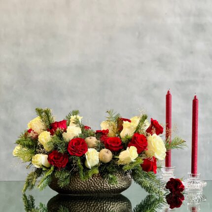 Red and White Holiday Centerpiece - beverlyhillsflorist