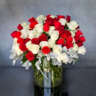 Valentines - Red & White Checker Roses - beverlyhillsflorist