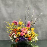 Spring is here our team at Beverly Hills Florist presents same day delivery for our Spring Fields! Our team has created this arrangement that has all the wonderful seasonal spring flowers in a low oval bowl. This floral is perfect as a centerpiece. It can be for a anniversary, just because, love and romance and a welcome !